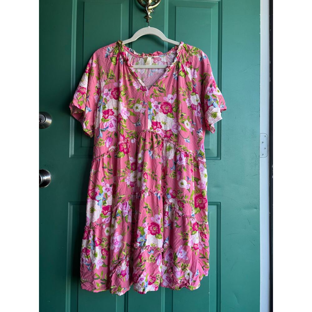 Matilda Jane Pink Floral Tiered Midi Dress